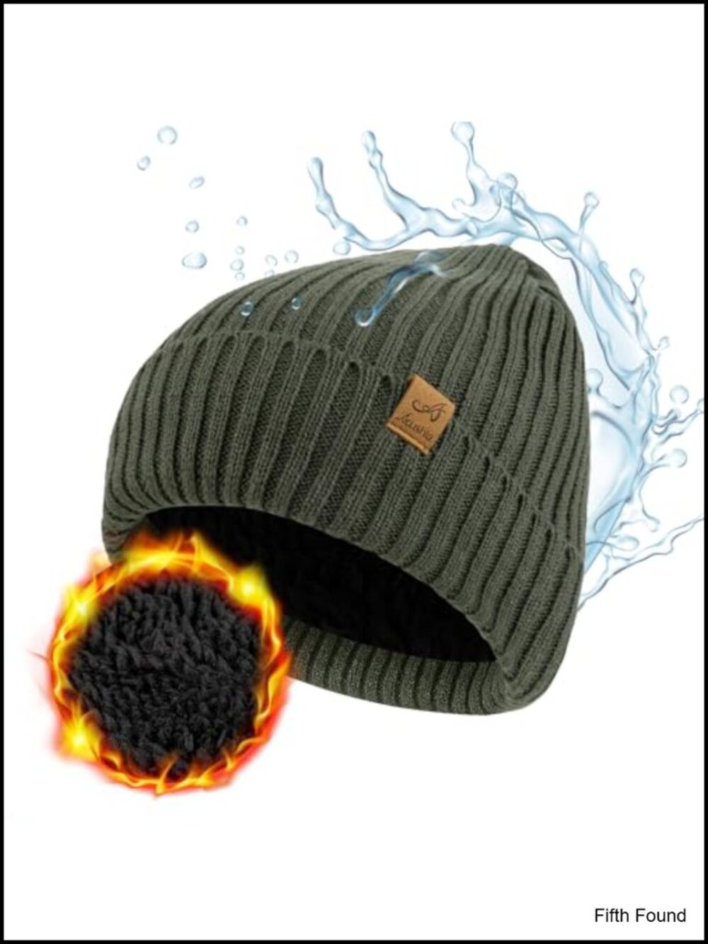 Waterproof Windproof Fleece-Lined Beanie Winter Hat for Men Women